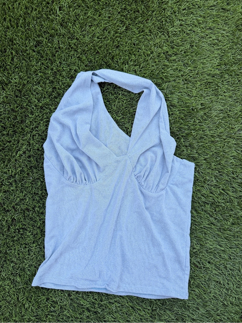 Light Blue Halter Tank Top - Women